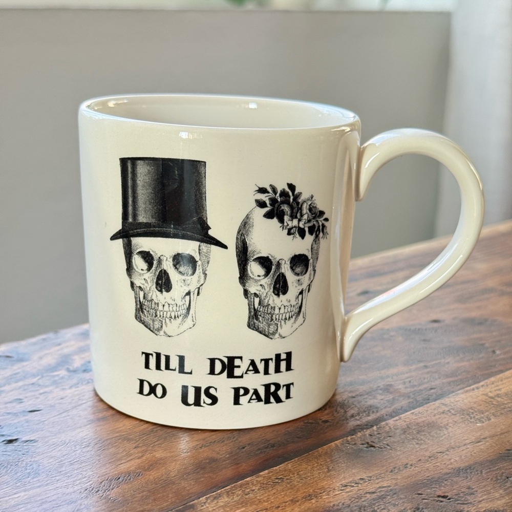 The Victorian English Pottery  “Till Death Do Us Part” Skull Mug